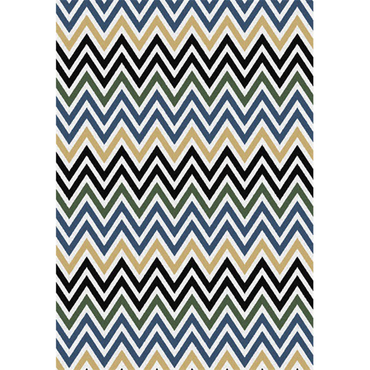 Lisslune | Colorful Bedroom Carpet Novelty Chevron Pattern Area Rug Polyester Non-Slip Back Carpette