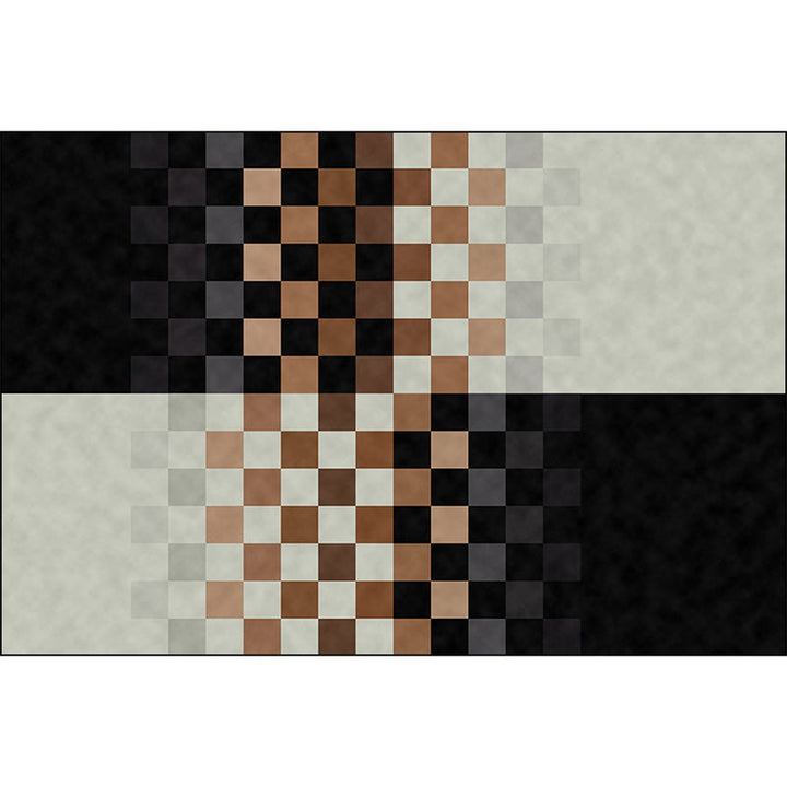 Lisslune | Black and ivory bedroom carpet novelty mosaic color block pattern rug polyester non-slip washable carpet