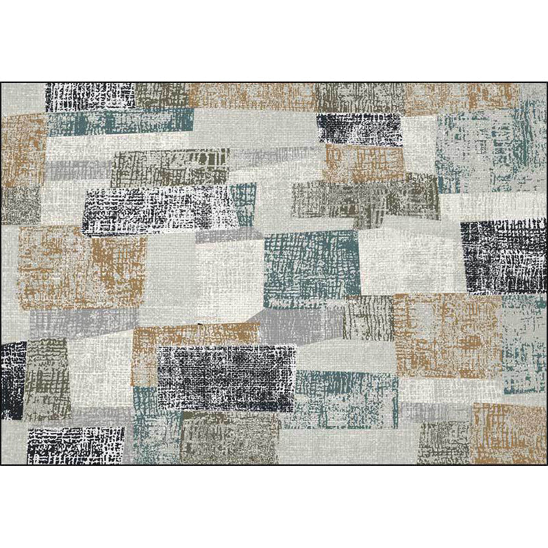 Lisslune | Gray Bedroom Carpet Novelty Color Block Pattern Area Rug Polyester Non-Slip Pet-Friendly Rug