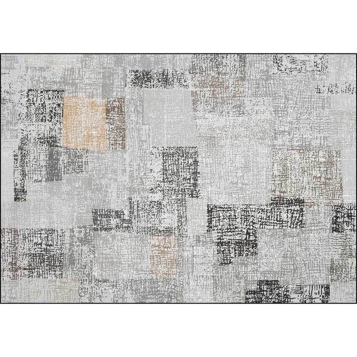 Lisslune | Gray Bedroom Carpet Novelty Color Block Pattern Area Rug Polyester Non-Slip Pet-Friendly Rug