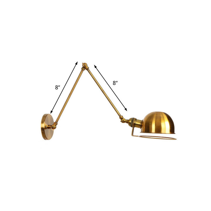 Lisslune | 1 Light Swing Arm Wall Lighting Vintage Style Brass/Copper Metal Wall Mount Light with Bowl Shade