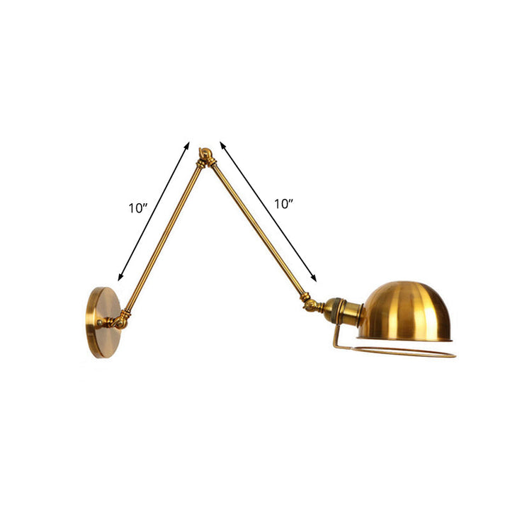 Lisslune | 1 Light Swing Arm Wall Lighting Vintage Style Brass/Copper Metal Wall Mount Light with Bowl Shade