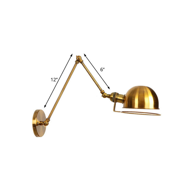 Lisslune | 1 Light Swing Arm Wall Lighting Vintage Style Brass/Copper Metal Wall Mount Light with Bowl Shade