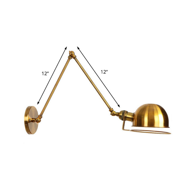 Lisslune | 1 Light Swing Arm Wall Lighting Vintage Style Brass/Copper Metal Wall Mount Light with Bowl Shade