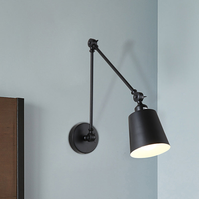 Lisslune | 1 Light Metal Wall Lamp Contemporary Black/Rust Colored Tailored Bedroom Wall Lamp Sconces with Adjustable Arm