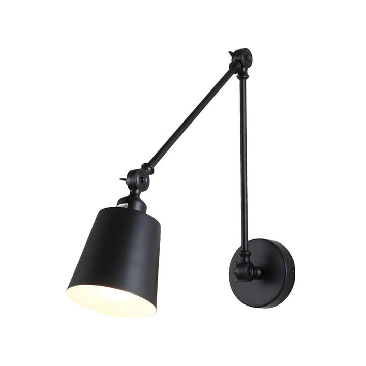 Lisslune | 1 Light Metal Wall Lamp Contemporary Black/Rust Colored Tailored Bedroom Wall Lamp Sconces with Adjustable Arm