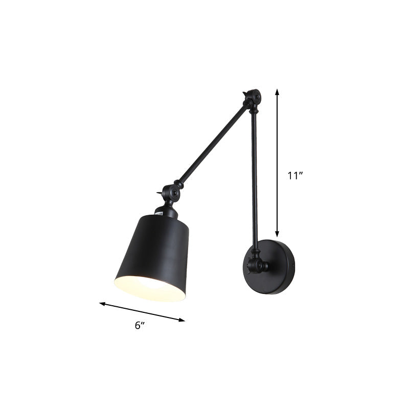 Lisslune | 1 Light Metal Wall Lamp Contemporary Black/Rust Colored Tailored Bedroom Wall Lamp Sconces with Adjustable Arm