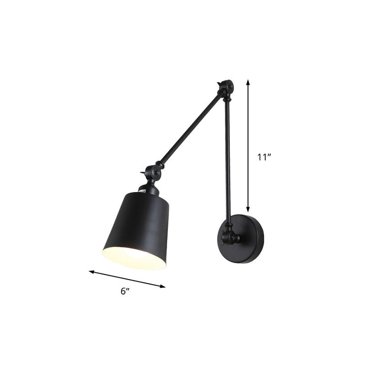 Lisslune | 1 Light Metal Wall Lamp Contemporary Black/Rust Colored Tailored Bedroom Wall Lamp Sconces with Adjustable Arm