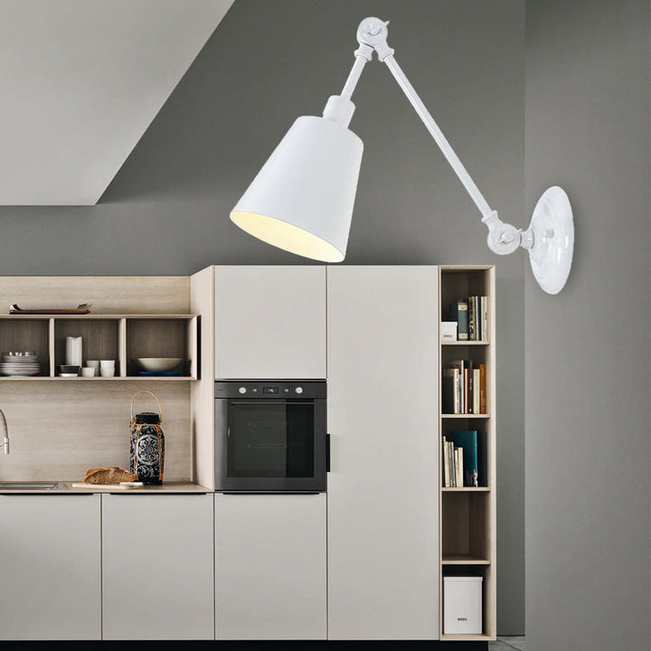 Lisslune | 1 Light Metal Wall Lamp Contemporary Black/Rust Colored Tailored Bedroom Wall Lamp Sconces with Adjustable Arm