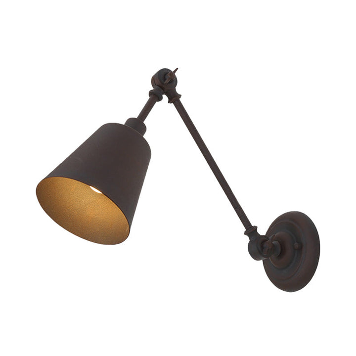Lisslune | 1 Light Metal Wall Lamp Contemporary Black/Rust Colored Tailored Bedroom Wall Lamp Sconces with Adjustable Arm