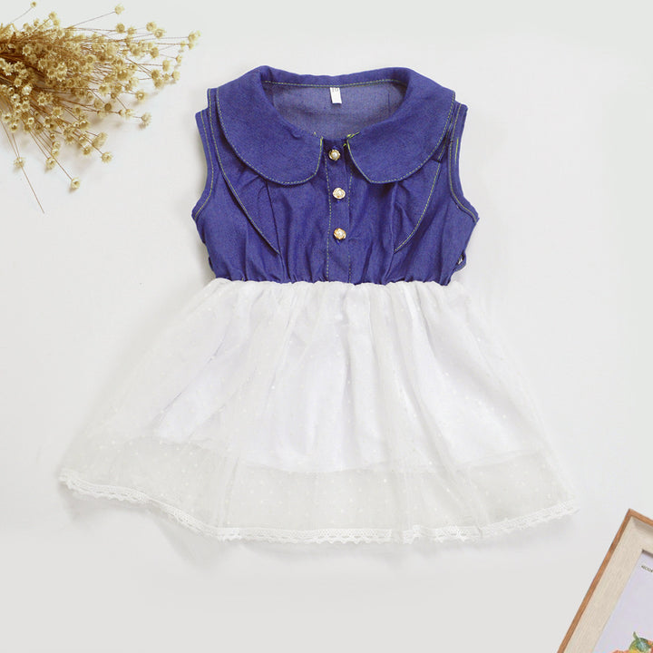 Women's dress with classic collar and transparent tulle skirt Lisslune