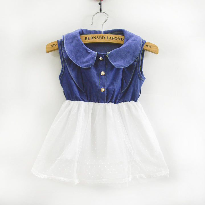 Women's dress with classic collar and transparent tulle skirt Lisslune