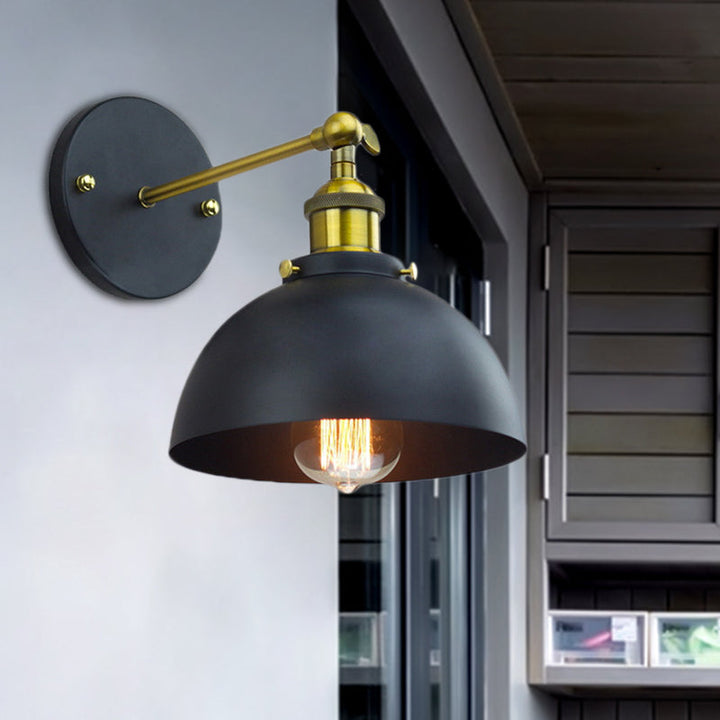 Lisslune | 1 Head Wall Light with Dome Shade Metal Rotatable Wall Lamp in Brass Finish for Balcony