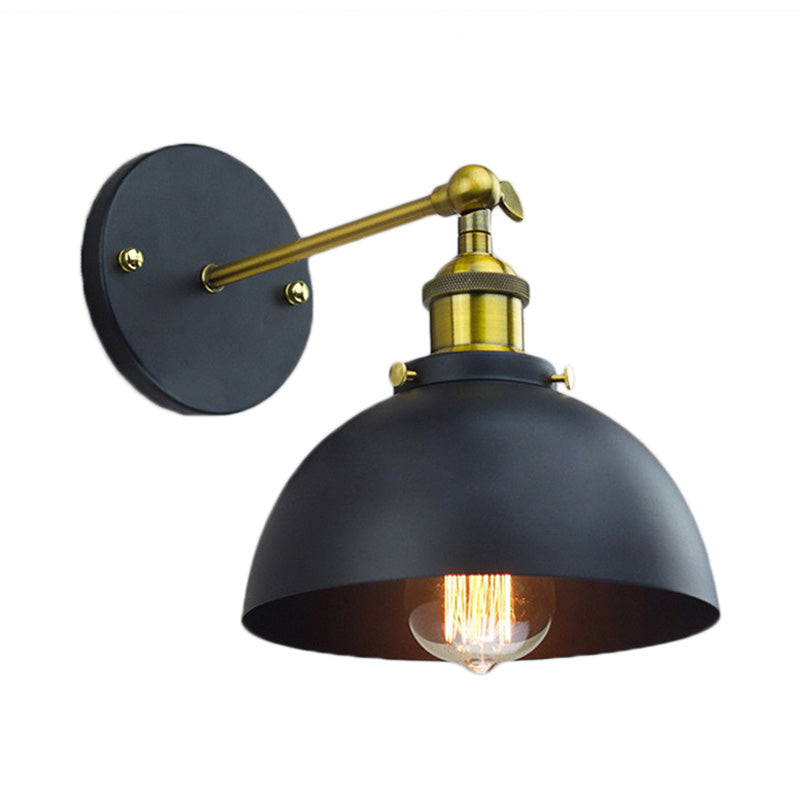 Lisslune | 1 Head Wall Light with Dome Shade Metal Rotatable Wall Lamp in Brass Finish for Balcony