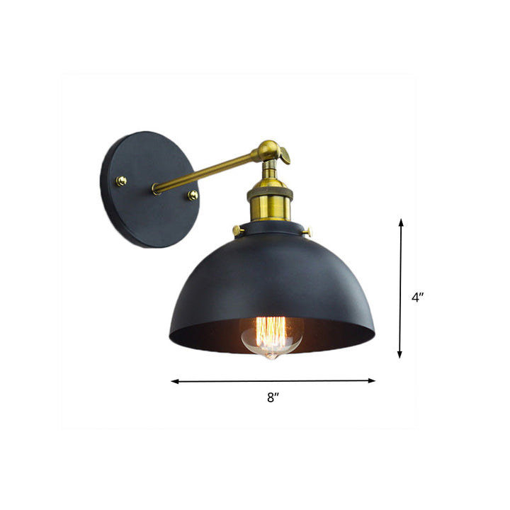 Lisslune | 1 Head Wall Light with Dome Shade Metal Rotatable Wall Lamp in Brass Finish for Balcony