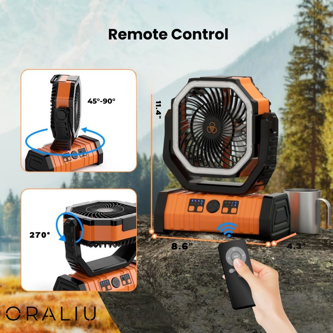 Lisslune | 3-in-1 Camping Fan with LED Light & 20000mAh Power Bank – USB Rechargeable & Wireless