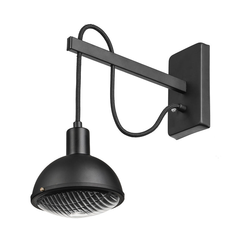 Lisslune | 1 Light Wall Lighting Farm Bowl Shade Metallic Wall Lamp in Black for Dining Room