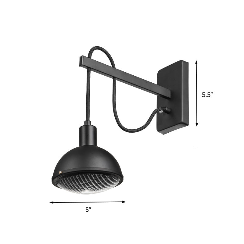 Lisslune | 1 Light Wall Lighting Farm Bowl Shade Metallic Wall Lamp in Black for Dining Room