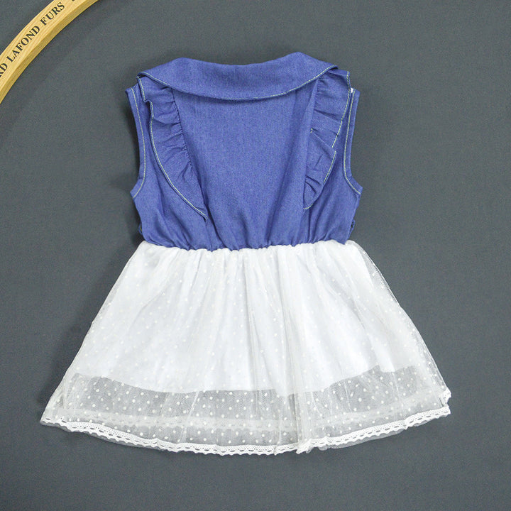 Women's dress with classic collar and transparent tulle skirt Lisslune