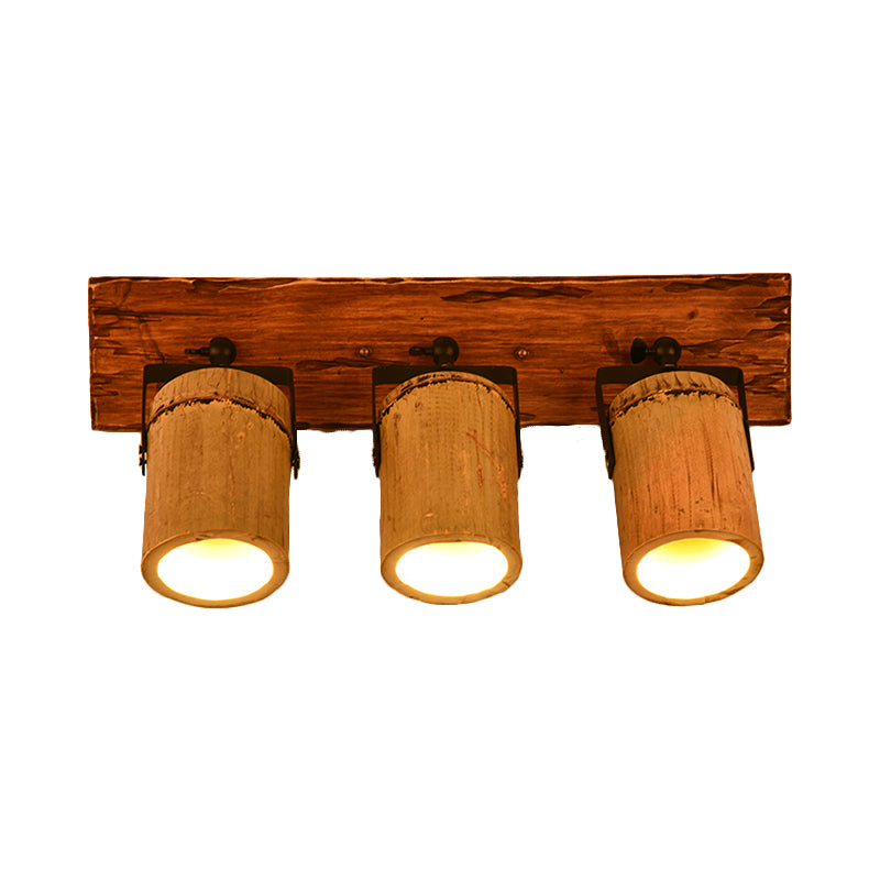 Lisslune | Wooden Cylinder Wall Lamp Rustic Stylish Wall Light in Beige for Bistro Restaurant