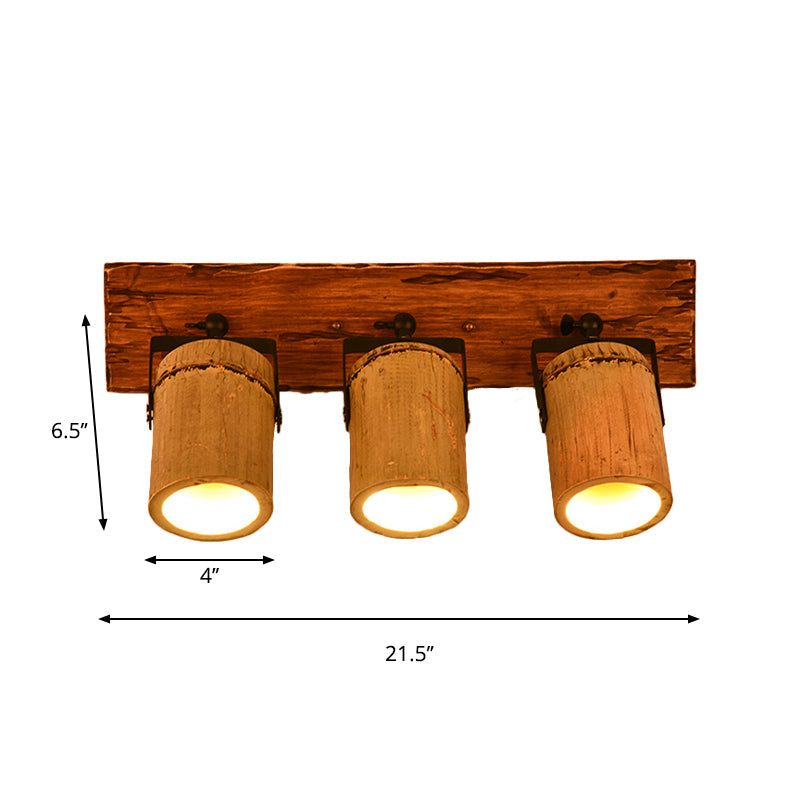 Lisslune | Wooden Cylinder Wall Lamp Rustic Stylish Wall Light in Beige for Bistro Restaurant