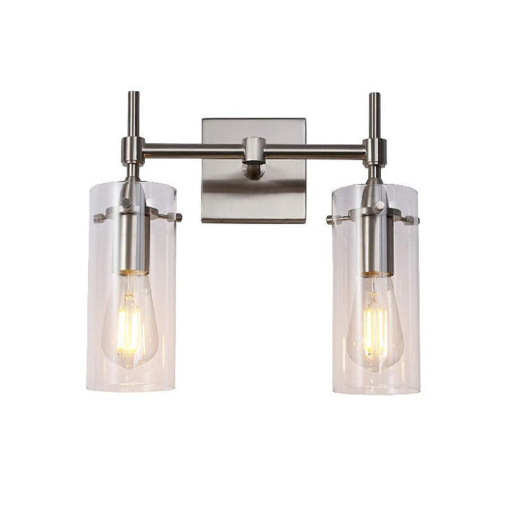Lisslune | Chrome/Nickel Cylinder Shade Wall Lighting Modern Clear Glass 2-Light Dining Room Wall Lamp