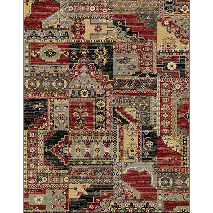 Lisslune | Red and brown bedroom carpet southwestern geometry floral pattern area rug polyester non-slip rug