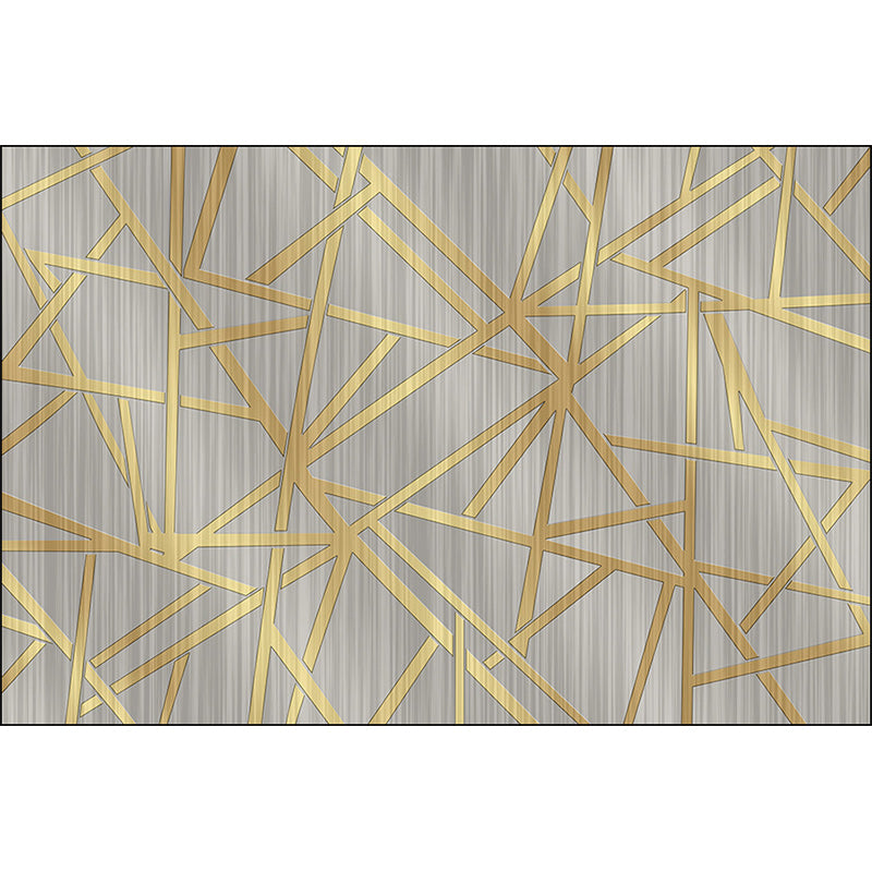 Lisslune | Modern Novelty Carpet in Gray Geometric Lines Pattern Carpet Polyester Washable Non-slip Area Rug for Home Decoration
