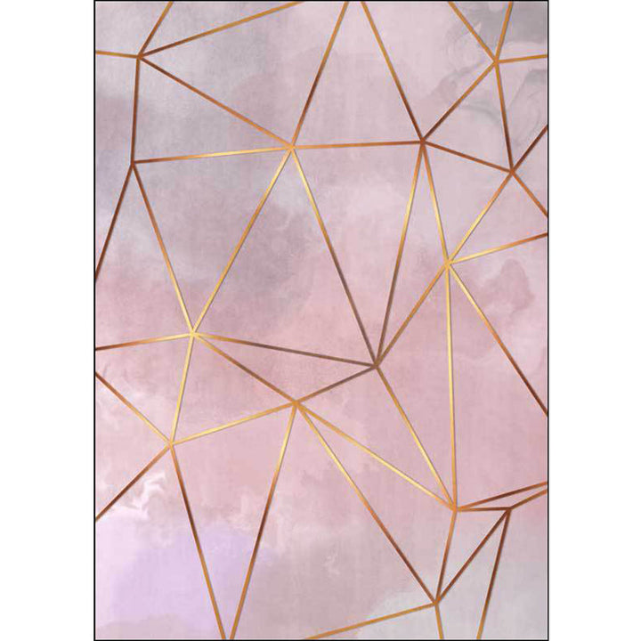 Lisslune | Modern Geometric Pattern Rug Pink Polyester Washable Non-Slip Back Rug for Living Room