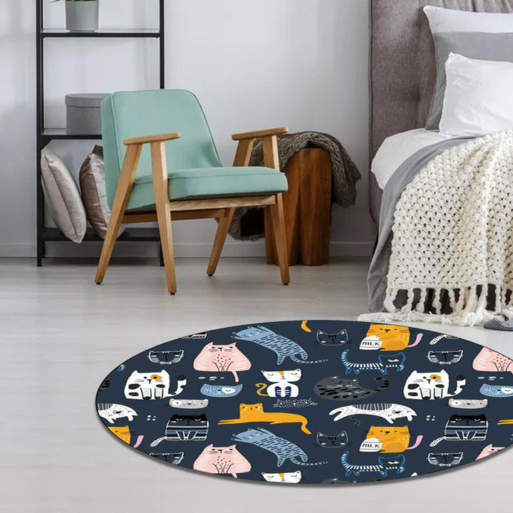 Lisslune | Simple children's carpet in white and blue animal giraffe penguin rabbit pattern carpet polyester washable carpet for the children's room