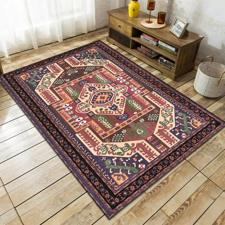 Lisslune | Southwest living room rug in red tribal irregular shape print rug polyester washable area rug