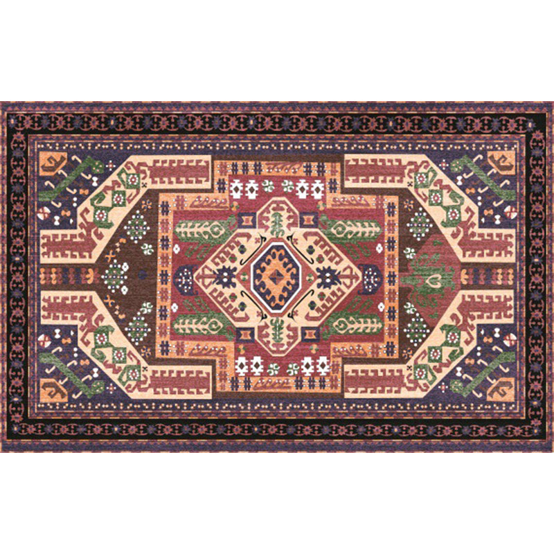Lisslune | Southwest living room rug in red tribal irregular shape print rug polyester washable area rug