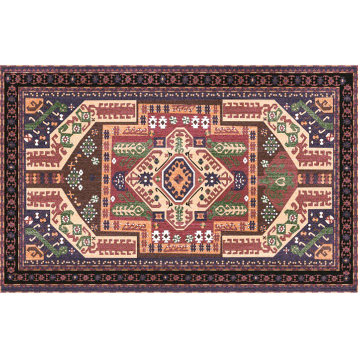 Lisslune | Southwest living room rug in red tribal irregular shape print rug polyester washable area rug