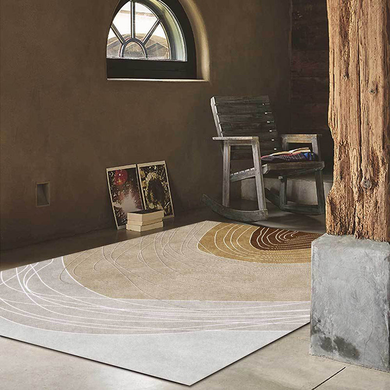 Lisslune | Novelty Living Room Rug Multicolor Color Block Wood Grain Print Rug Polyester Washable Pet-Friendly Rug