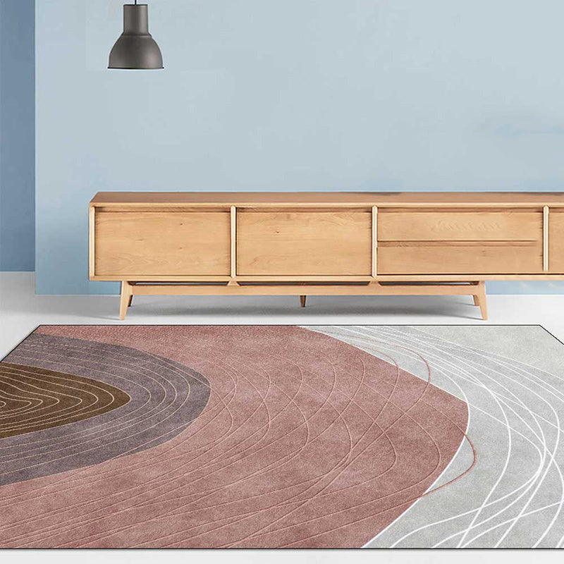 Lisslune | Novelty Living Room Rug Multicolor Color Block Wood Grain Print Rug Polyester Washable Pet-Friendly Rug