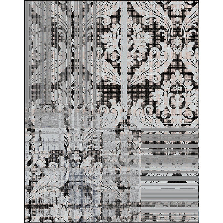 Lisslune | Shabby Chic Paisley Pattern Carpet Gray Polyester Carpet Machine Washable Non-Slip Back Carpet for Living Room