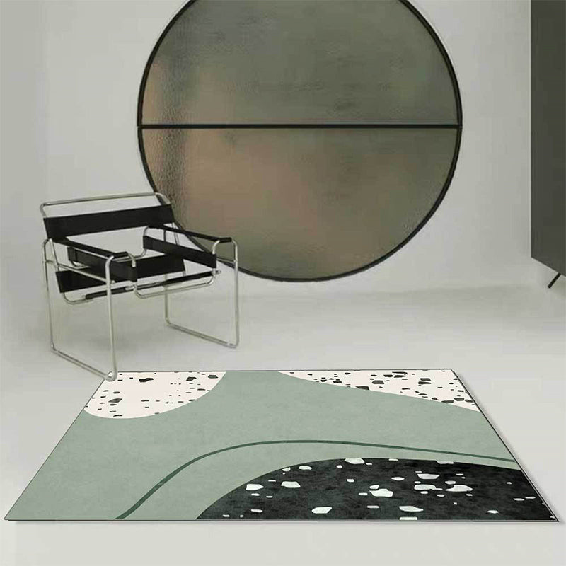 Lisslune | Novelty Abstract Rug Green Polyester Rug Washable Non-slip Back Rug for Living Room