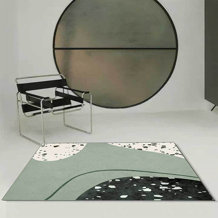 Lisslune | Novelty Abstract Rug Green Polyester Rug Washable Non-slip Back Rug for Living Room