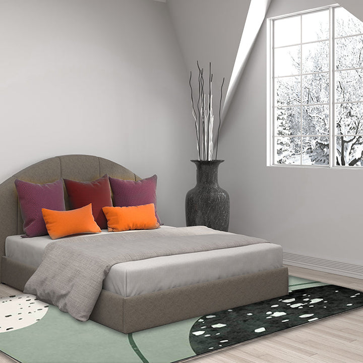 Lisslune | Novelty Abstract Rug Green Polyester Rug Washable Non-slip Back Rug for Living Room