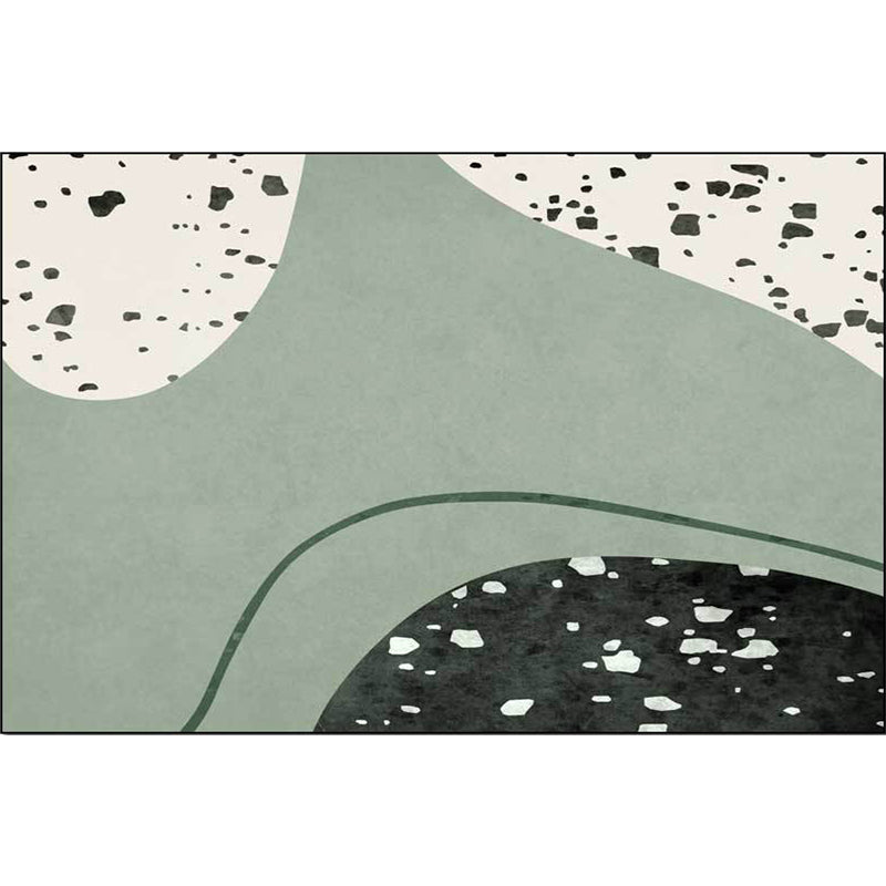 Lisslune | Novelty Abstract Rug Green Polyester Rug Washable Non-slip Back Rug for Living Room
