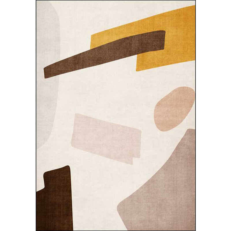 Lisslune | Beige and Brown Contemporary Carpet Polyester Abstract Carpet Machine Washable Non-Slip Back Carpet for Living Room