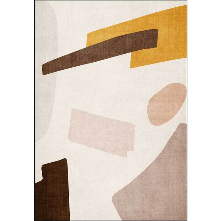 Lisslune | Beige and Brown Contemporary Carpet Polyester Abstract Carpet Machine Washable Non-Slip Back Carpet for Living Room