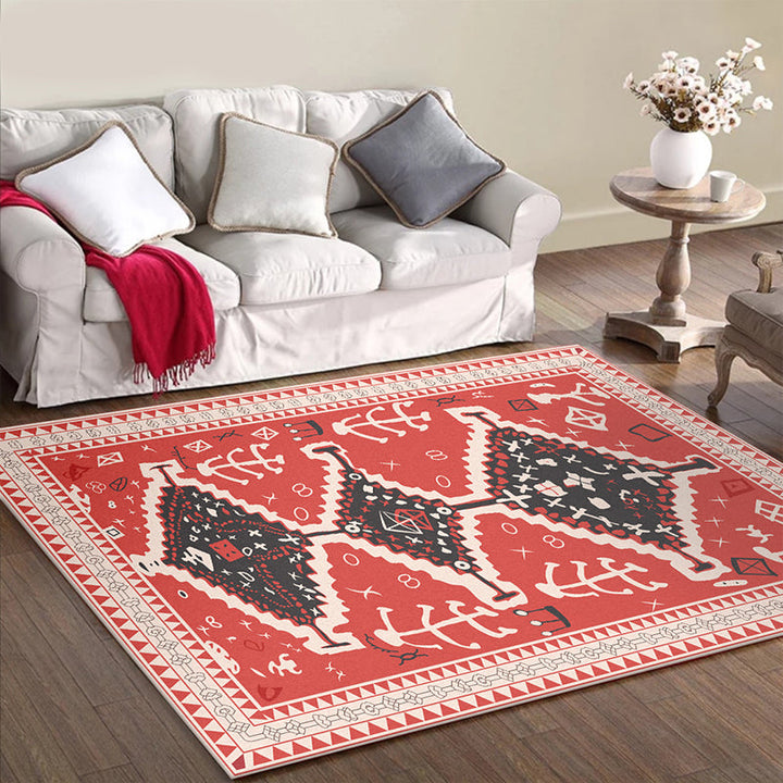 Lisslune | Cattle Bedroom Rug Southwestern Tribal Triangle Diamond Pattern Area Rug Polyester Machine Washable Rug