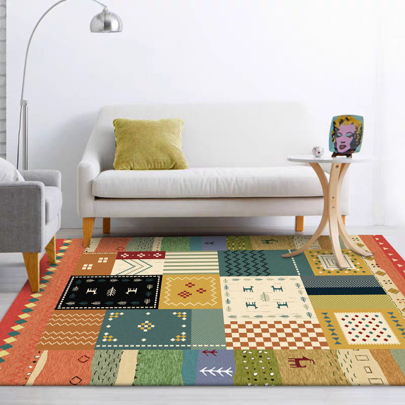 Lisslune | Southwest living room carpet Colorful animals diamond geometric print carpet polyester anti-slip carpet