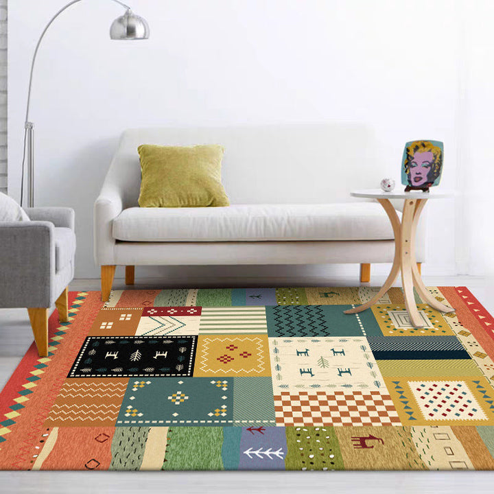 Lisslune | Southwest living room carpet Colorful animals diamond geometric print carpet polyester anti-slip carpet