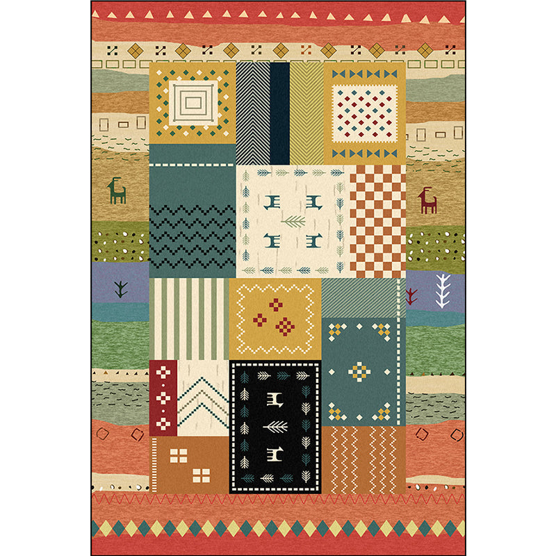 Lisslune | Southwest living room carpet Colorful animals diamond geometric print carpet polyester anti-slip carpet