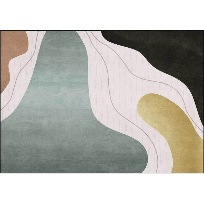 Lisslune | Colorful Bedroom Carpet Novelty Color Block Line Pattern Area Rug Polyester Stain Resistant Carpet
