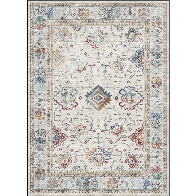 Lisslune | Shabby Chic Medallion Pattern Carpet Gray Polyester Carpet Machine Washable Non-Slip Backing Carpet for Living Room