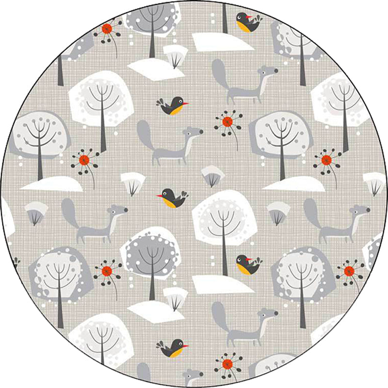 Lisslune | Gray Children's Room Carpet Children's Animal Megalocnidae Pattern Carpet Polyester Pet-Friendly Carpet