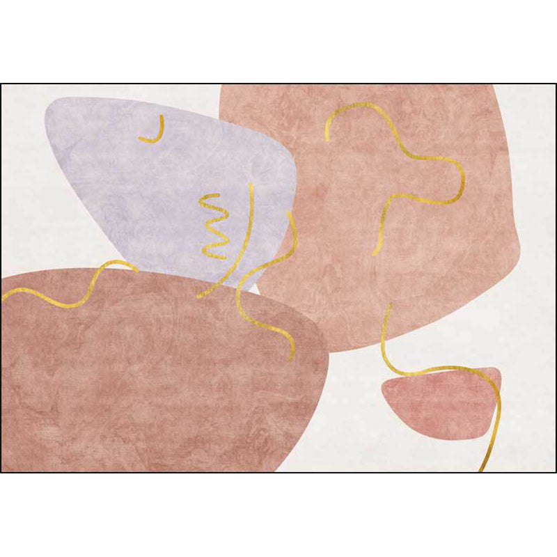 Lisslune | Scandinavian Novelty Carpet in White and Pink Irregular Shape Pattern Carpet Polyester Non-slip Area Rug for Home Decoration